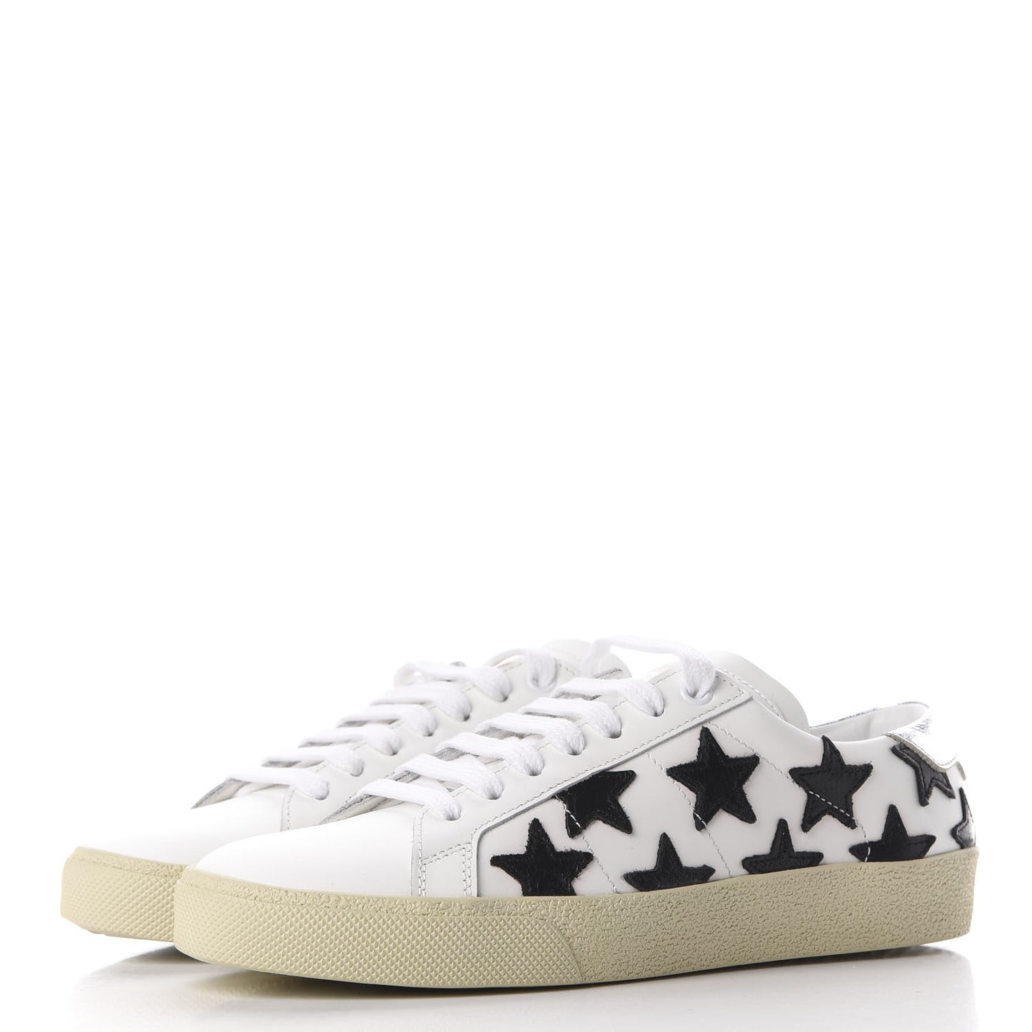 Calfskin Star Court Sneakers 36 White Black