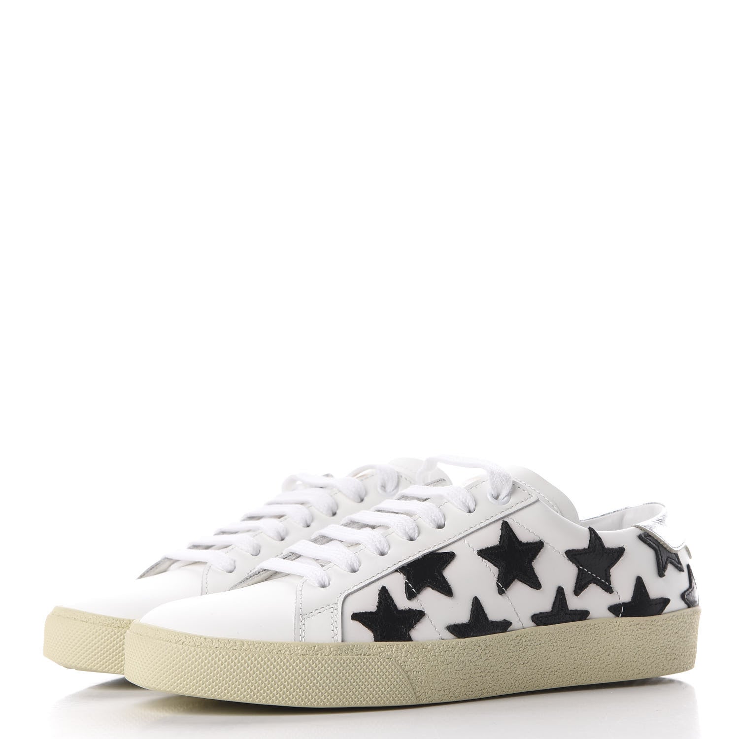 Saint Laurent Calfskin Star Court Sneakers 36 White Black 3 of 11