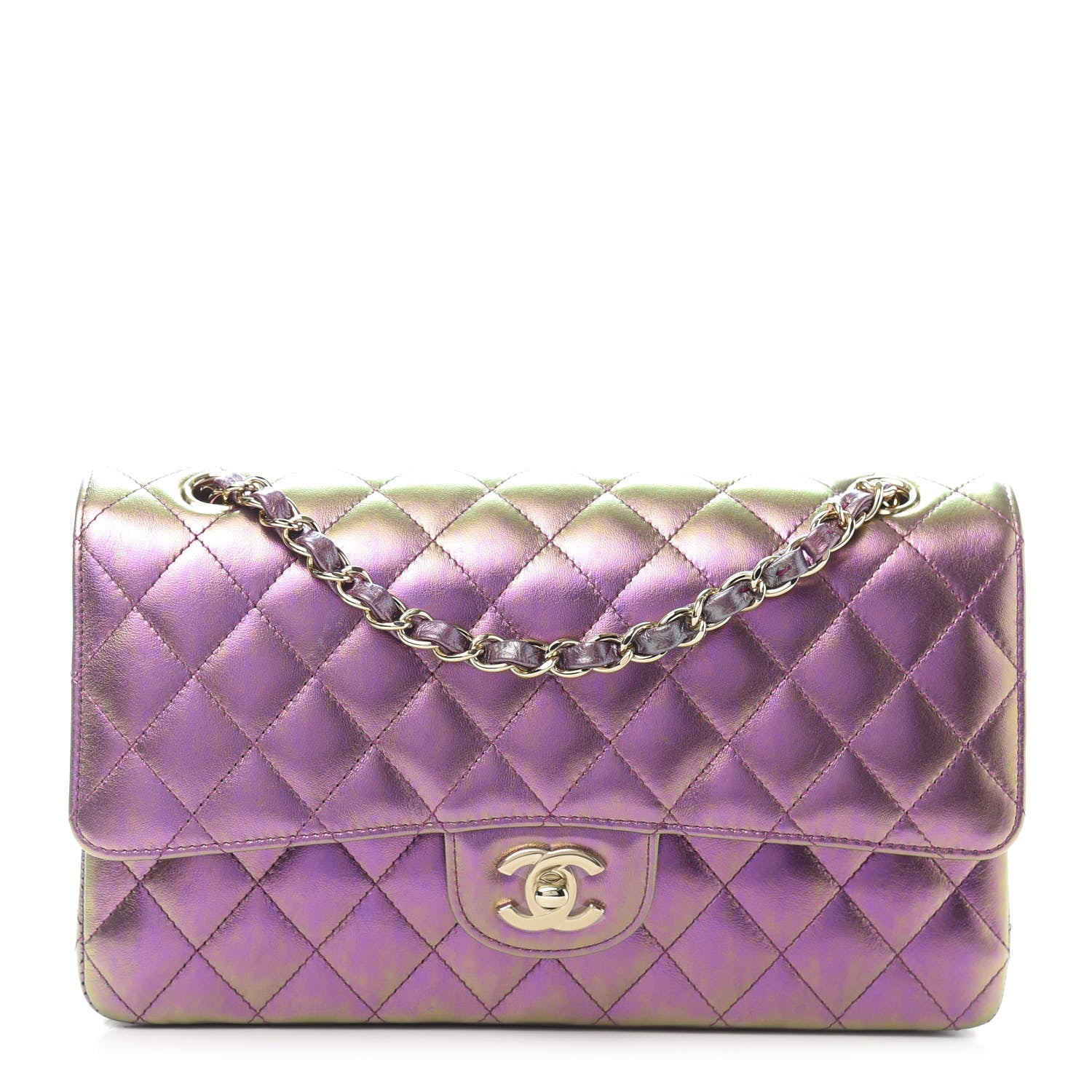 Chanel Iridescent Lambskin Quilted Medium Double Flap Purple 1 of 14