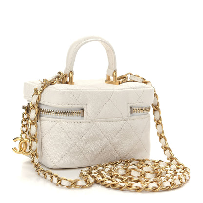 Chanel Caviar Quilted Mini Top Handle Vanity With Chain White 3 of 9