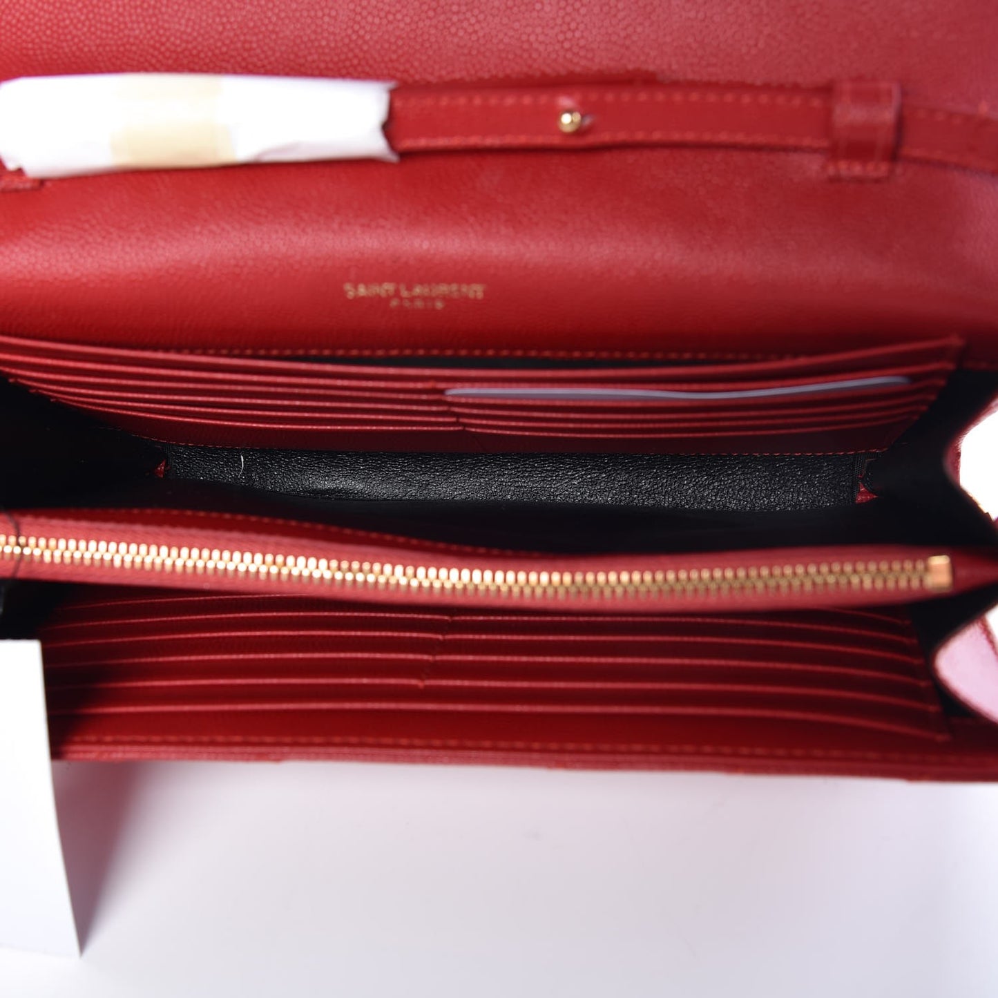 Grain De Poudre Matelasse Chevron Monogram Chain Wallet New Red