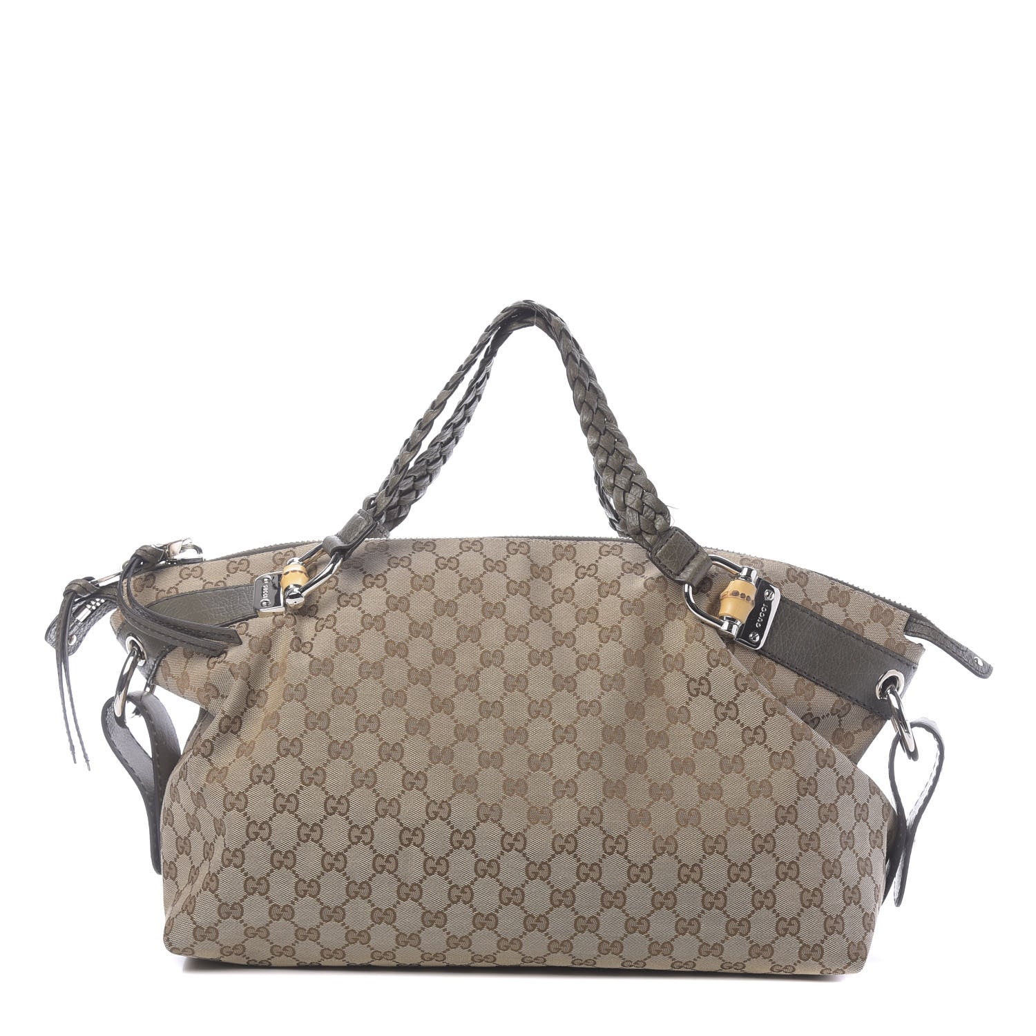 Gucci Monogram Bamboo Bar Medium Tote Olive 1 of 13
