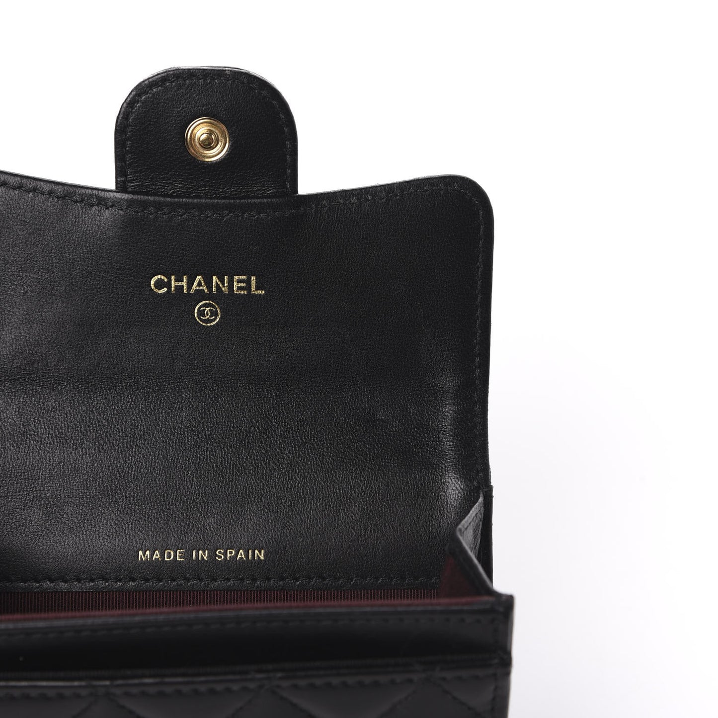 Lambskin Quilted Flap Card Holder Black