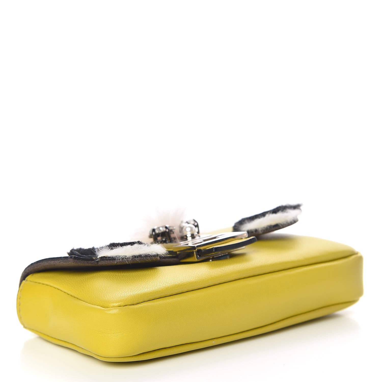 Fendi Nappa Rabbit Fox Fur Micro Buggie Baguette Lime Rosa 4 of 10