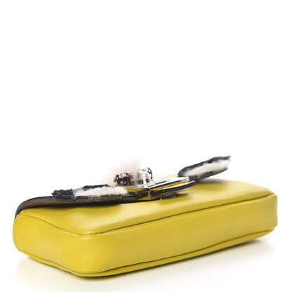 Fendi Nappa Rabbit Fox Fur Micro Buggie Baguette Lime Rosa 4 of 10
