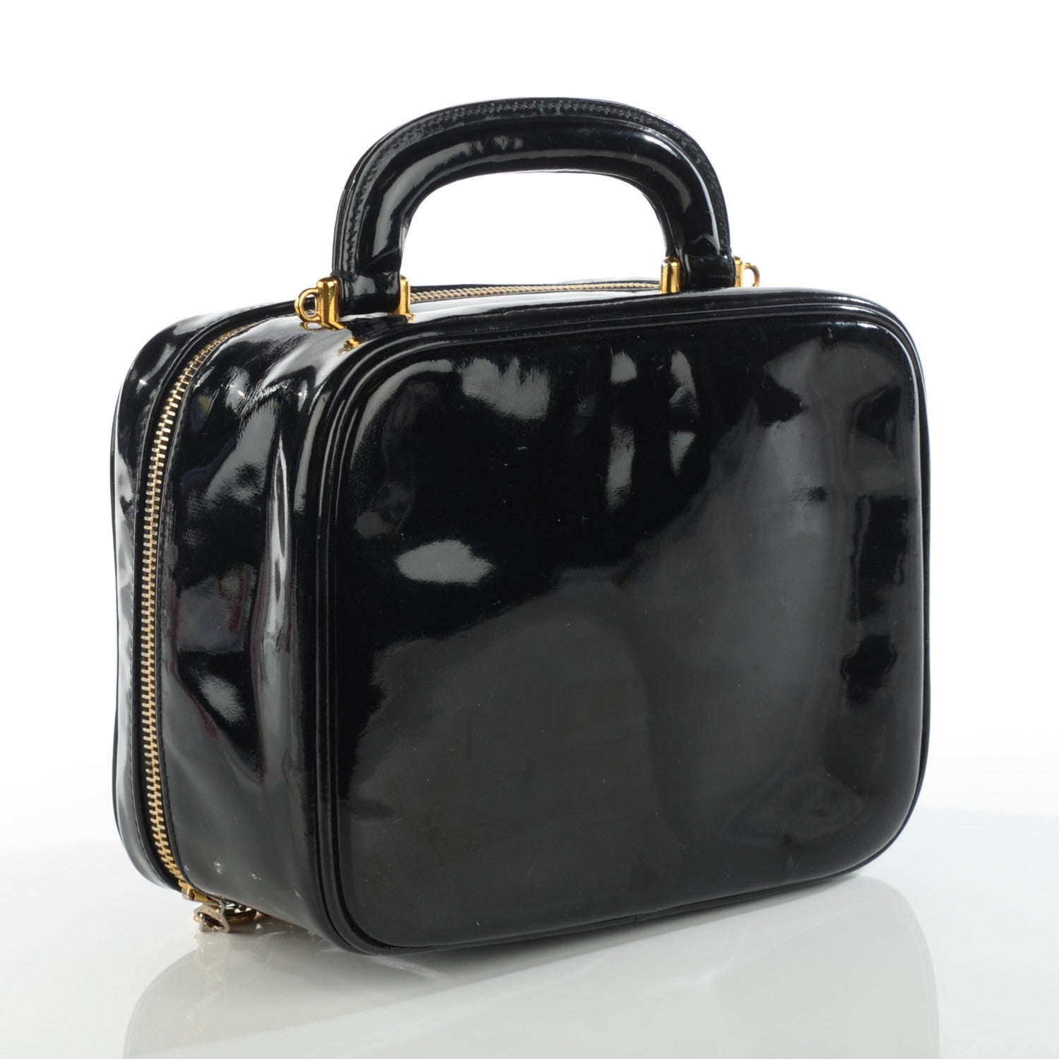 Chanel Patent CC Vanity Cosmetic Case Black 3 of 7