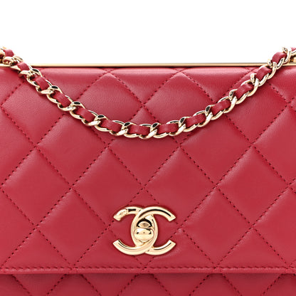 Chanel Lambskin Quilted Trendy CC Wallet On Chain WOC Red 9 of 11