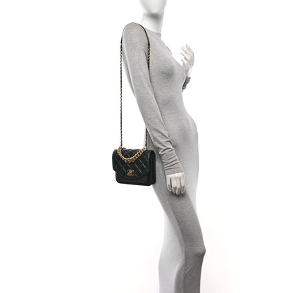 Chanel Calfskin Caviar Quilted Mini Chain Handle Flap Black 2 of 9