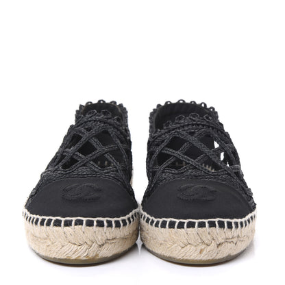 Chanel Woven Fabric Grosgrain CC Espadrilles 38 Black 3 of 11