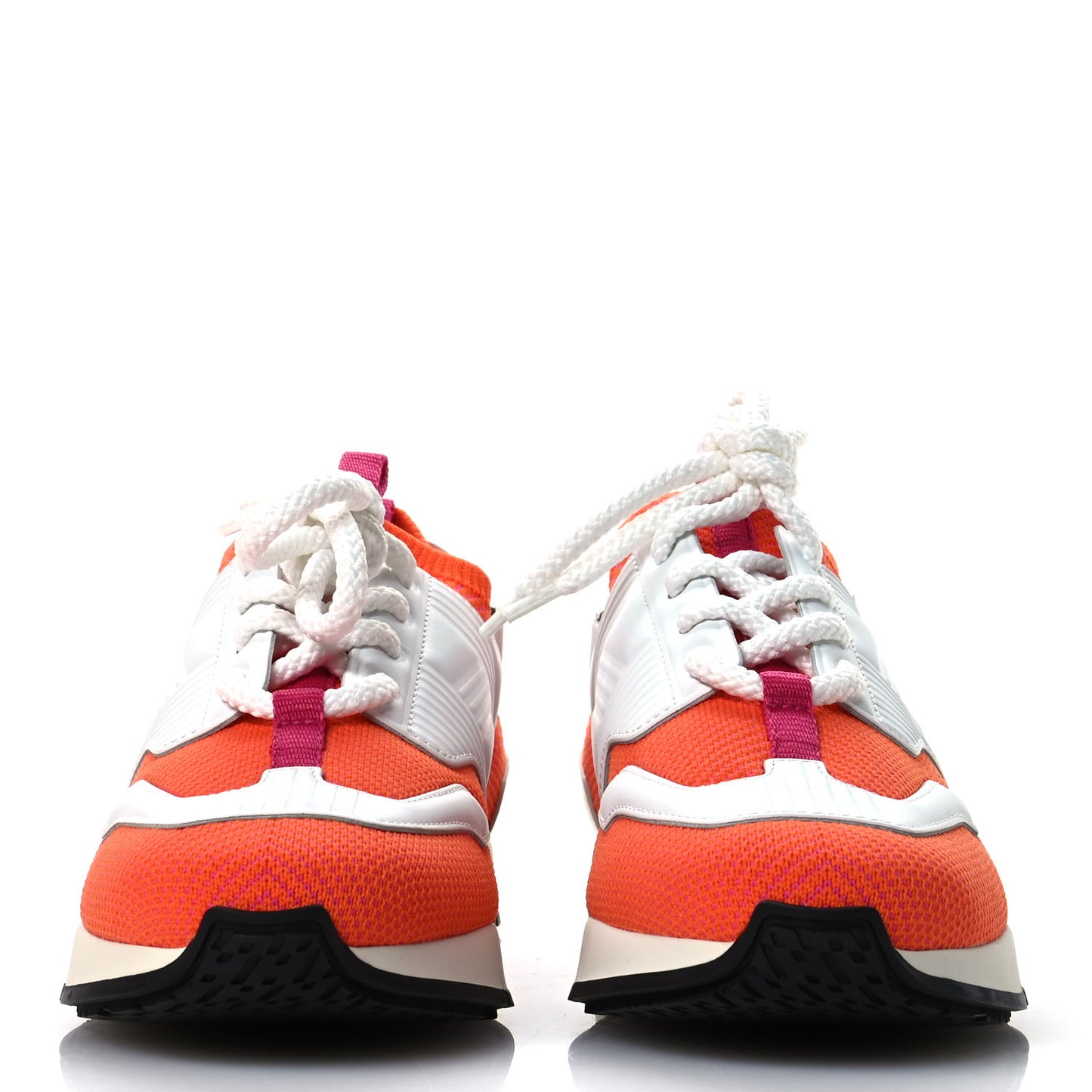 Calfskin Womens Athlete Sneakers 36.5 Orange Multicolor