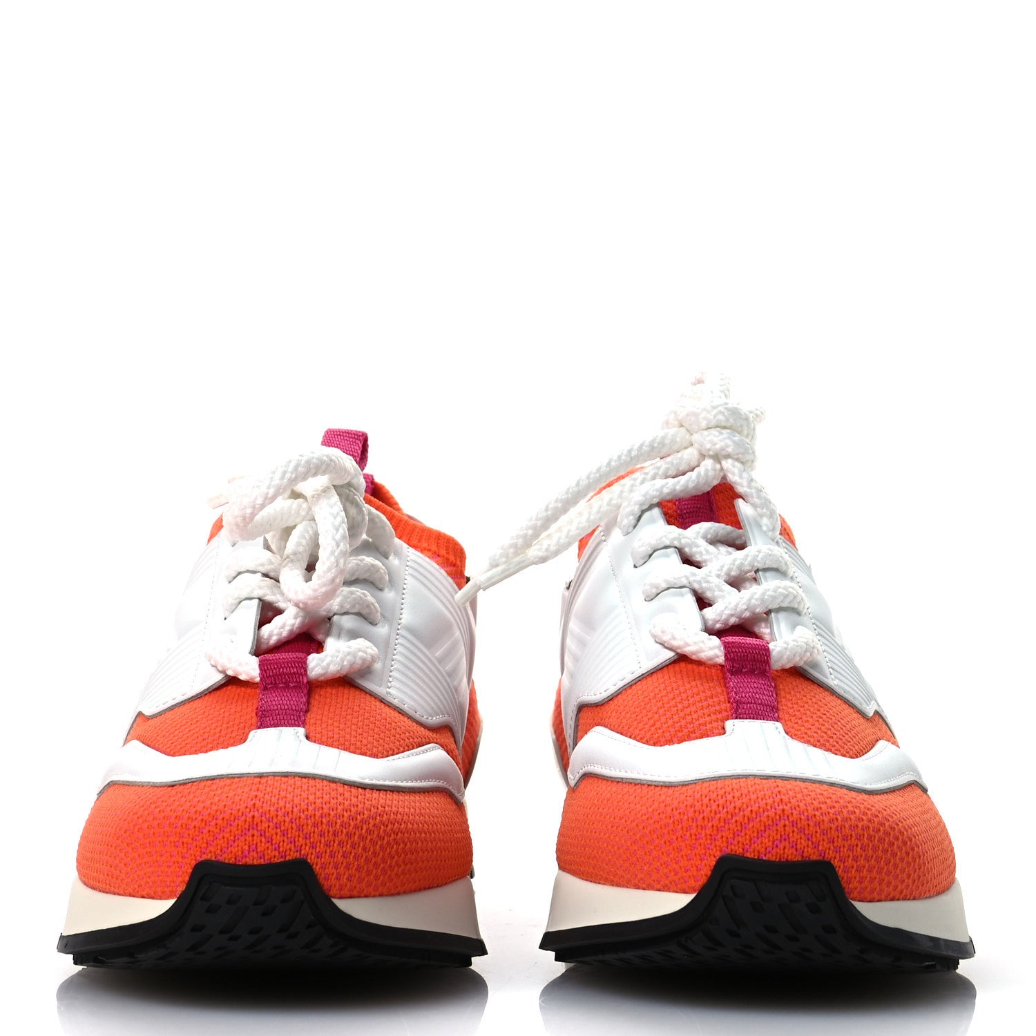 Hermes Calfskin Womens Athlete Sneakers 36.5 Orange Multicolor 3 of 9