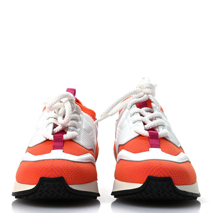 Hermes Calfskin Womens Athlete Sneakers 36.5 Orange Multicolor 3 of 9