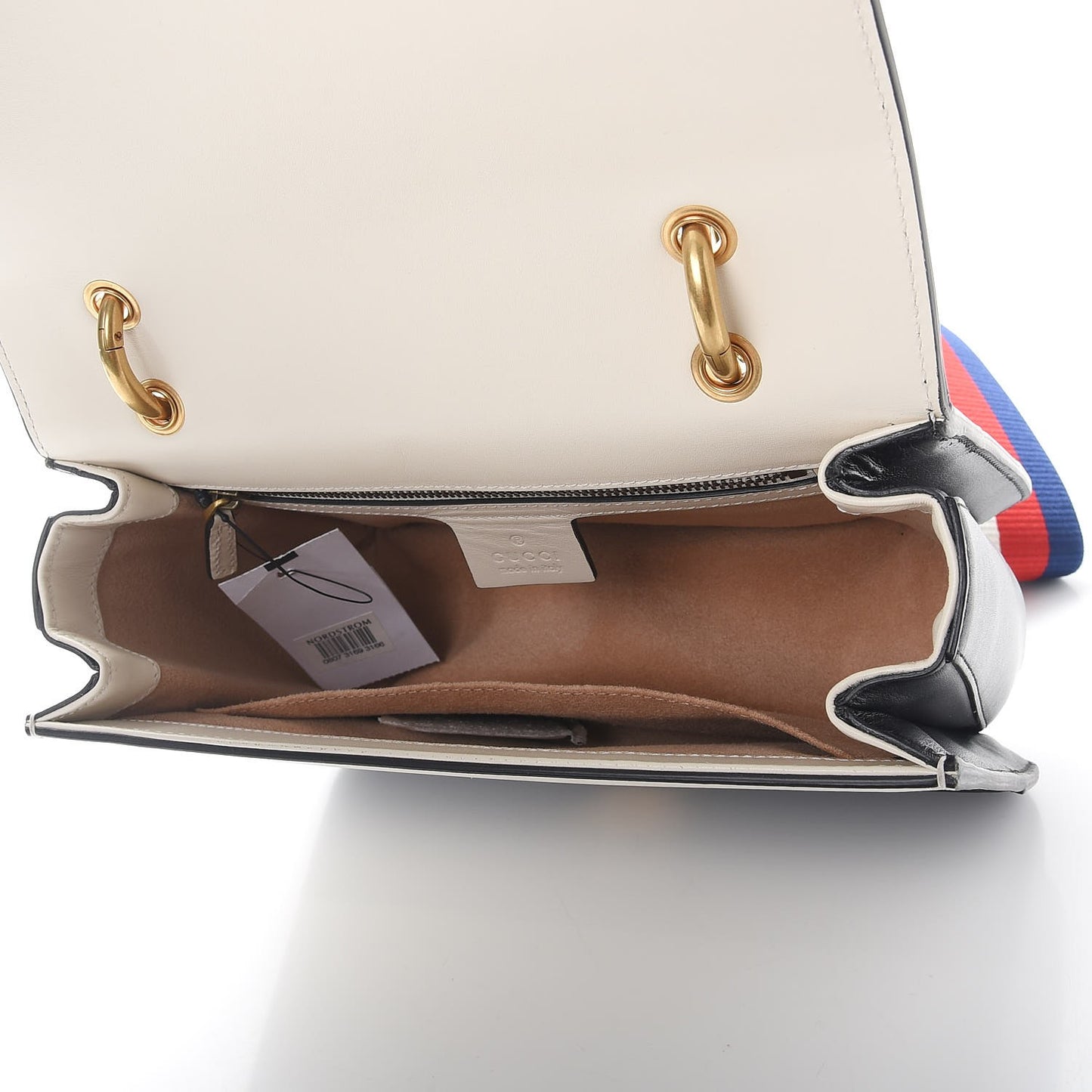 Calfskin Sylvie Web Queen Margaret Shoulder Bag Mystic White Black
