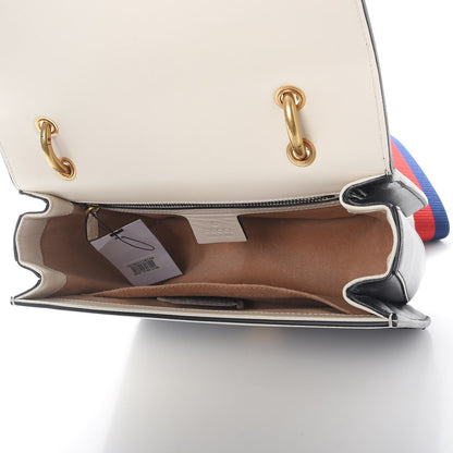 Gucci Calfskin Sylvie Web Queen Margaret Shoulder Bag Mystic White Black 5 of 8