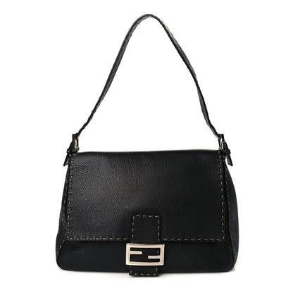 Fendi Calfskin Romano Selleria Forever Mama Baguette Black 1 of 5