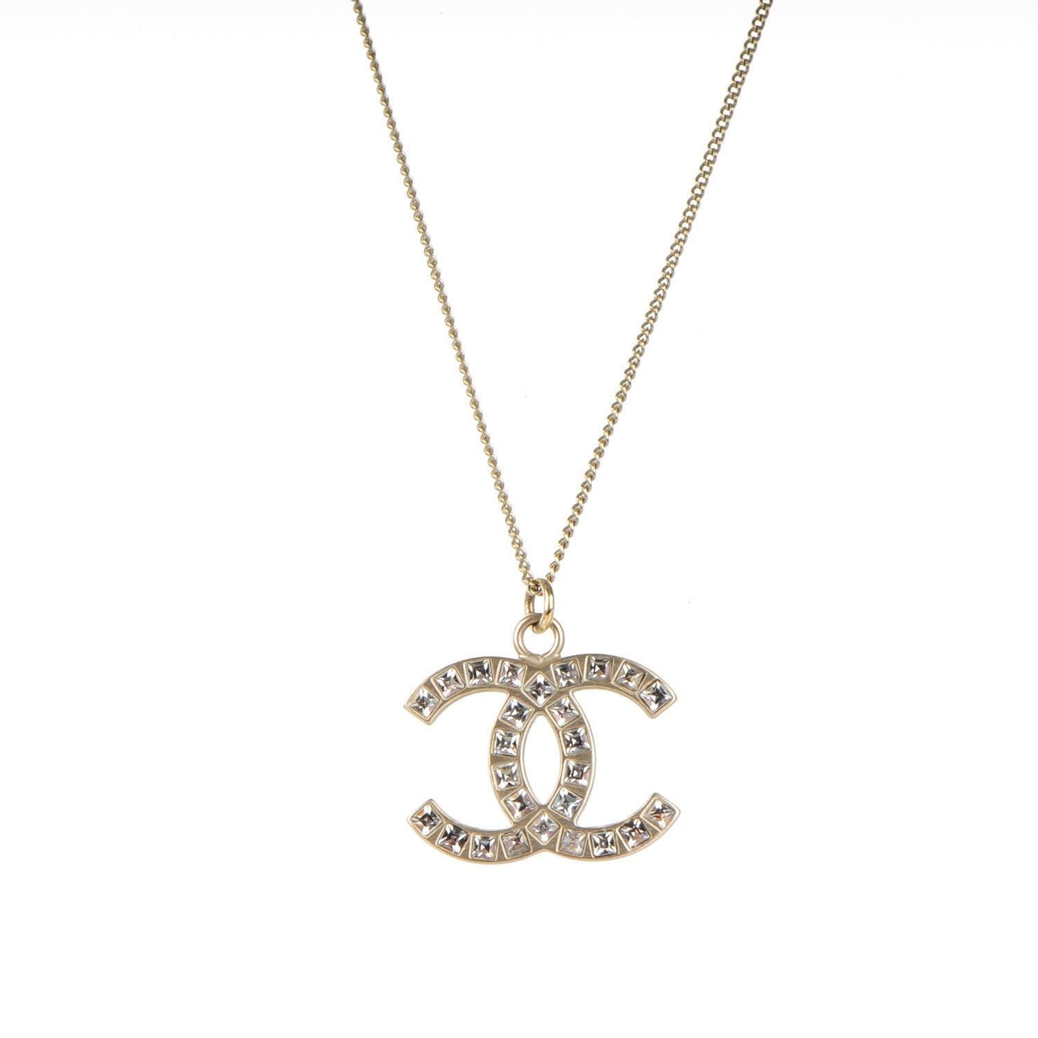 Chanel Baguette Crystal CC Necklace Light Gold 3 of 4