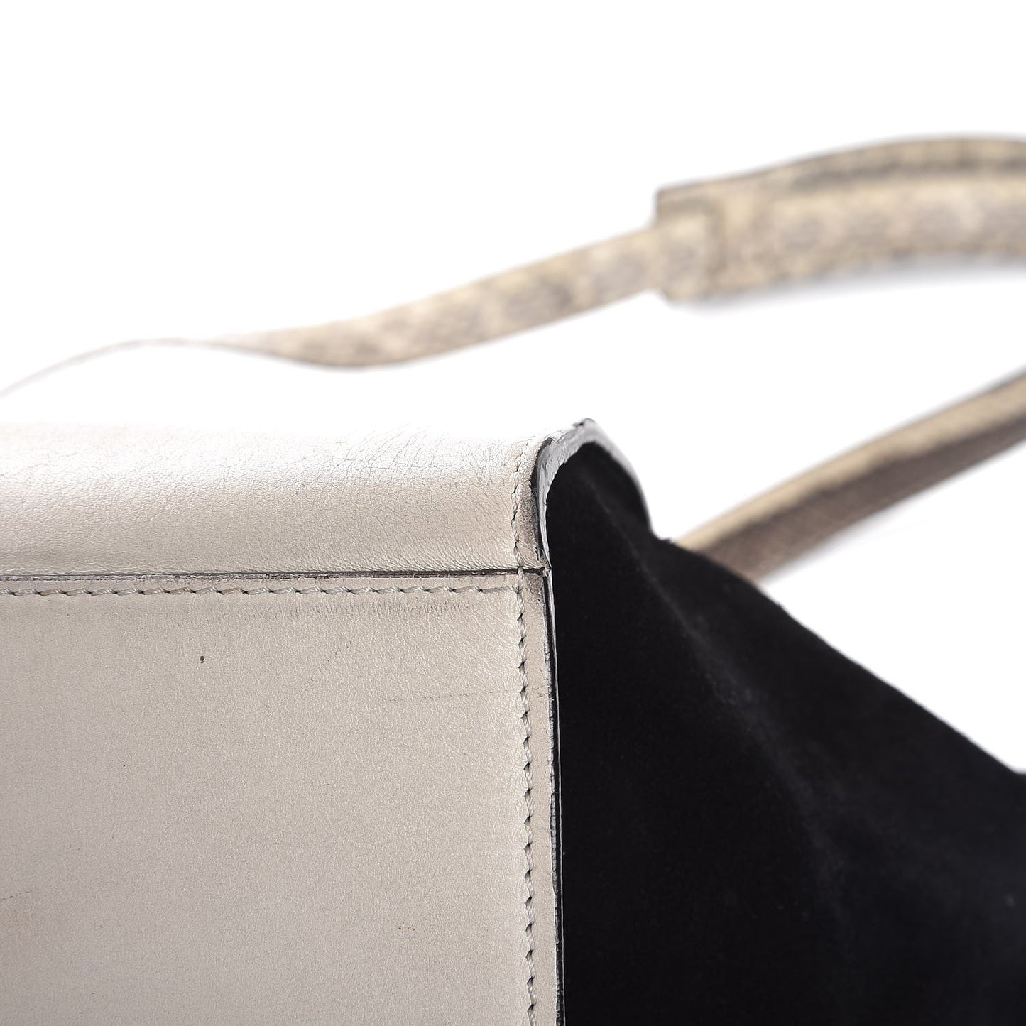 Calfskin Suede Whipsnake Medium Trapeze Black White