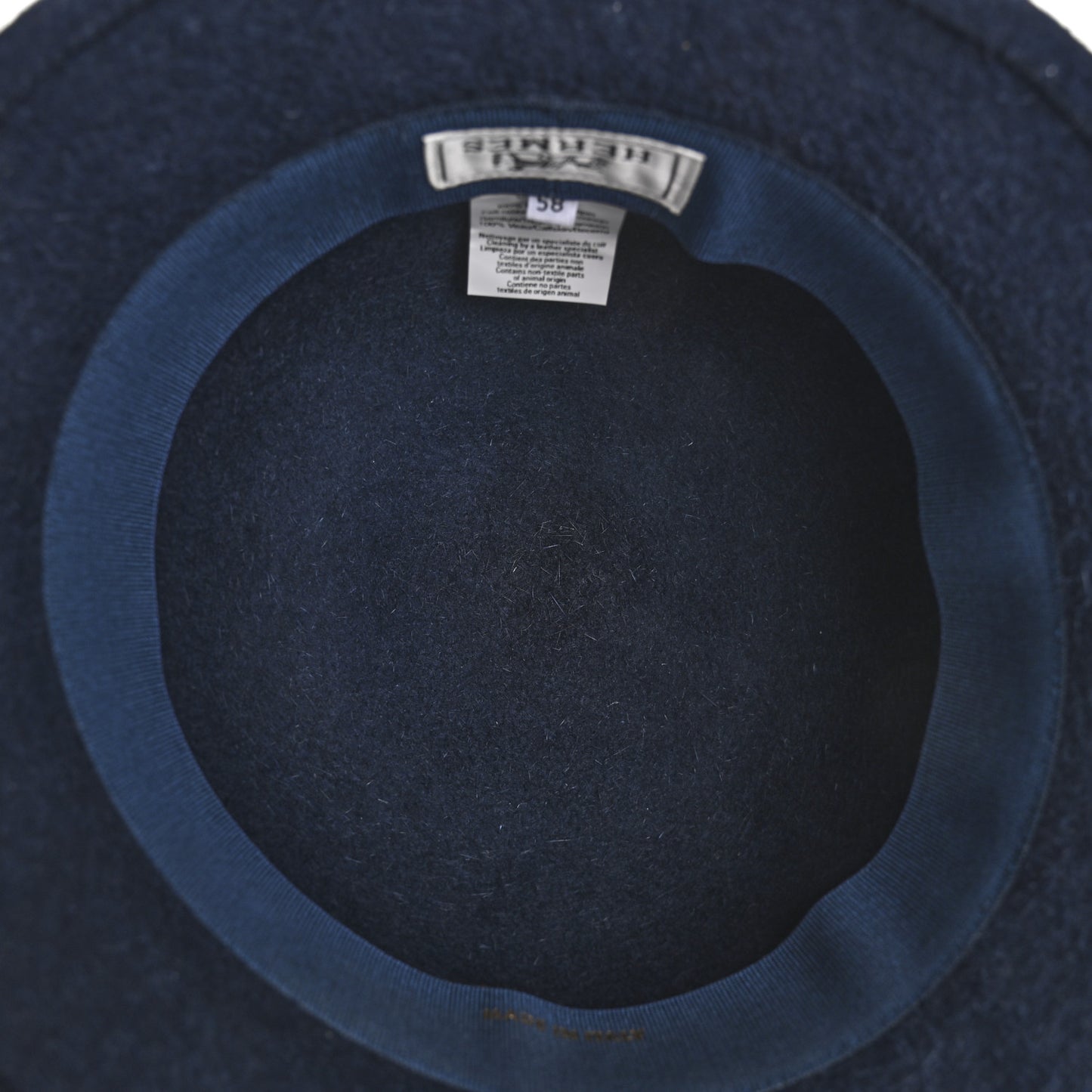Rabbit Felt Calfskin Paris Hat 58 Marine Black