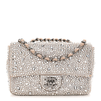 Chanel Suede Calfskin Crystal Mini Flap Silver 1 of 11