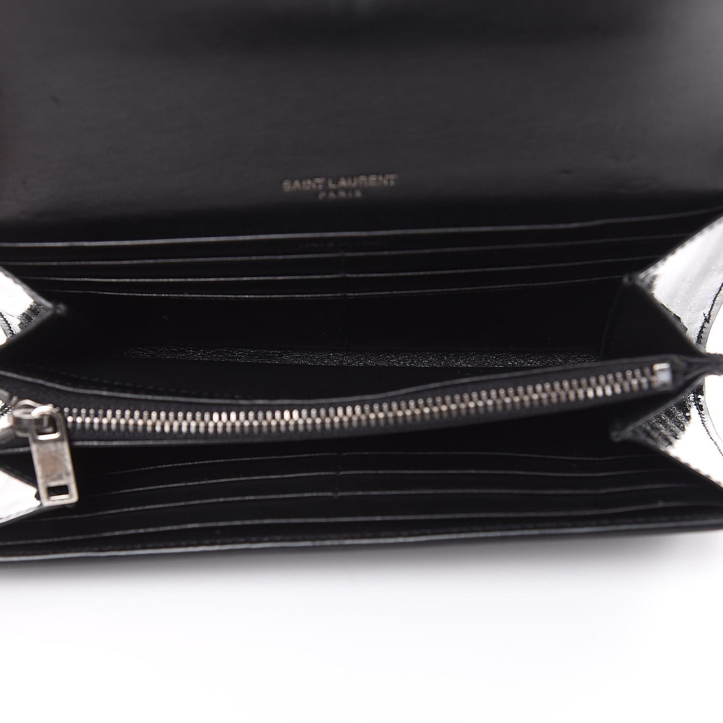Patent Glitter Striped Classic Monogram Cassandre Wallet Black Silver