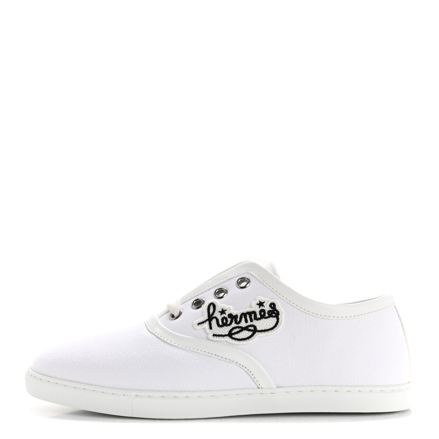 Hermes Canvas Embroidered Innocent Sneakers 36.5 White 1 of 11