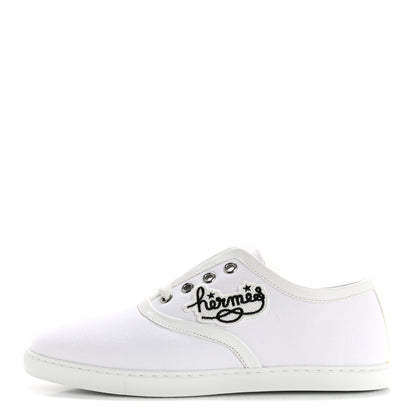 Hermes Canvas Embroidered Innocent Sneakers 36.5 White 1 of 11