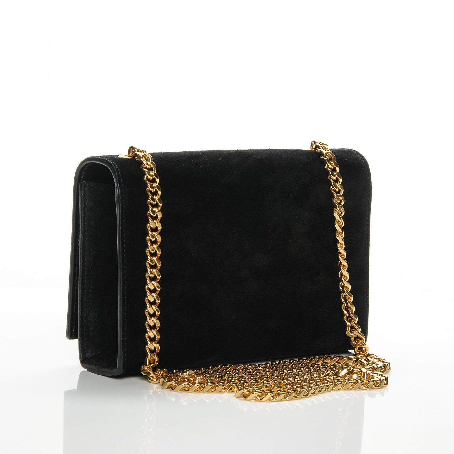 Suede Small Classic Monogram Kate Tassel Satchel Black