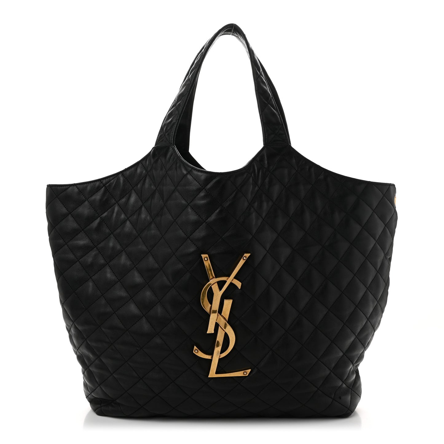 Lambskin Quilted Maxi Icare Shopping Tote Black