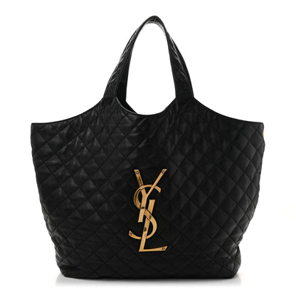 Saint Laurent Lambskin Quilted Maxi Icare Shopping Tote Black 1 of 12