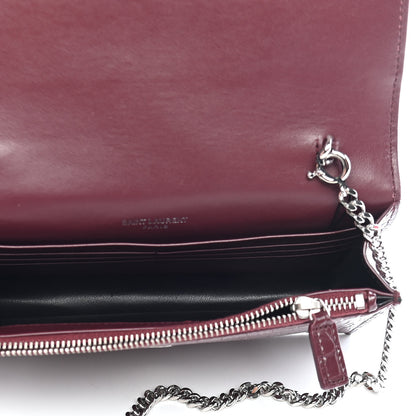 Saint Laurent Calfskin Crocodile Embossed Kate Monogram Tassel Chain Wallet Rouge Legion 5 of 9