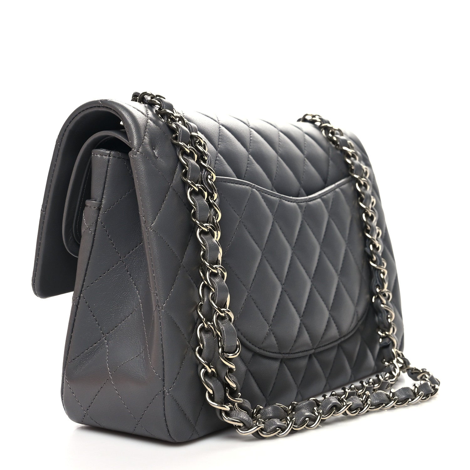 Chanel Lambskin Quilted Medium Double Flap Dark Grey 3 of 11