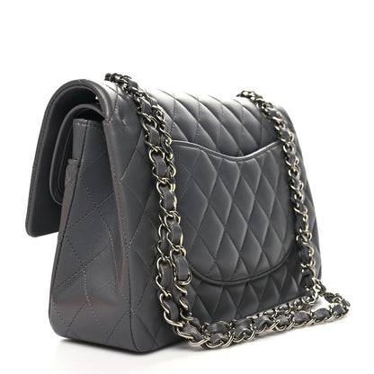 Chanel Lambskin Quilted Medium Double Flap Dark Grey 3 of 11