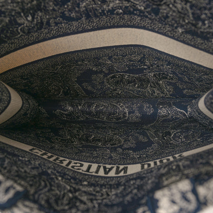 Christian Dior Canvas Embroidered Large Dioriviera Toile De Jouy Reverse Book Tote Blue 5 of 13