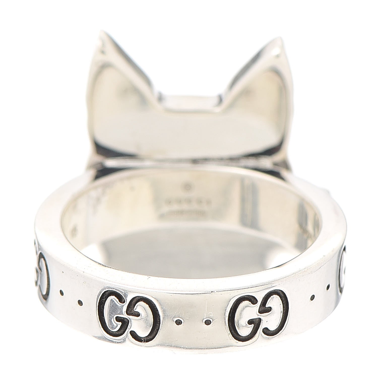 Gucci Sterling Silver Enamel Bosco Ring 55 7.25 3 of 4