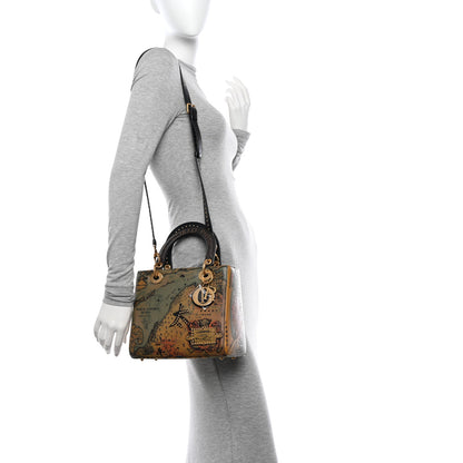 Christian Dior Calfskin New World Physical Print Studded Medium Lady Dior Multicolor 2 of 10