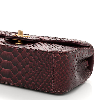 Chanel Snakeskin Mini Rectangular Flap Burgundy 10 of 13