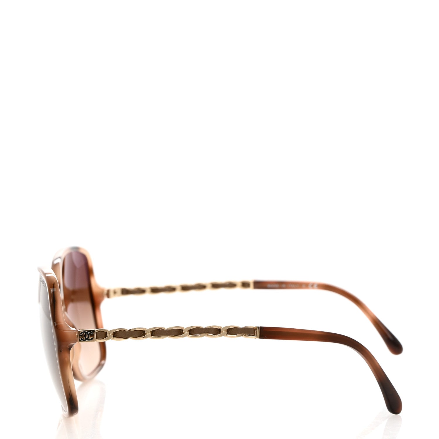 Chanel Acetate Metal Lambskin Chain Square Sunglasses 5210-Q Brown 3 of 8