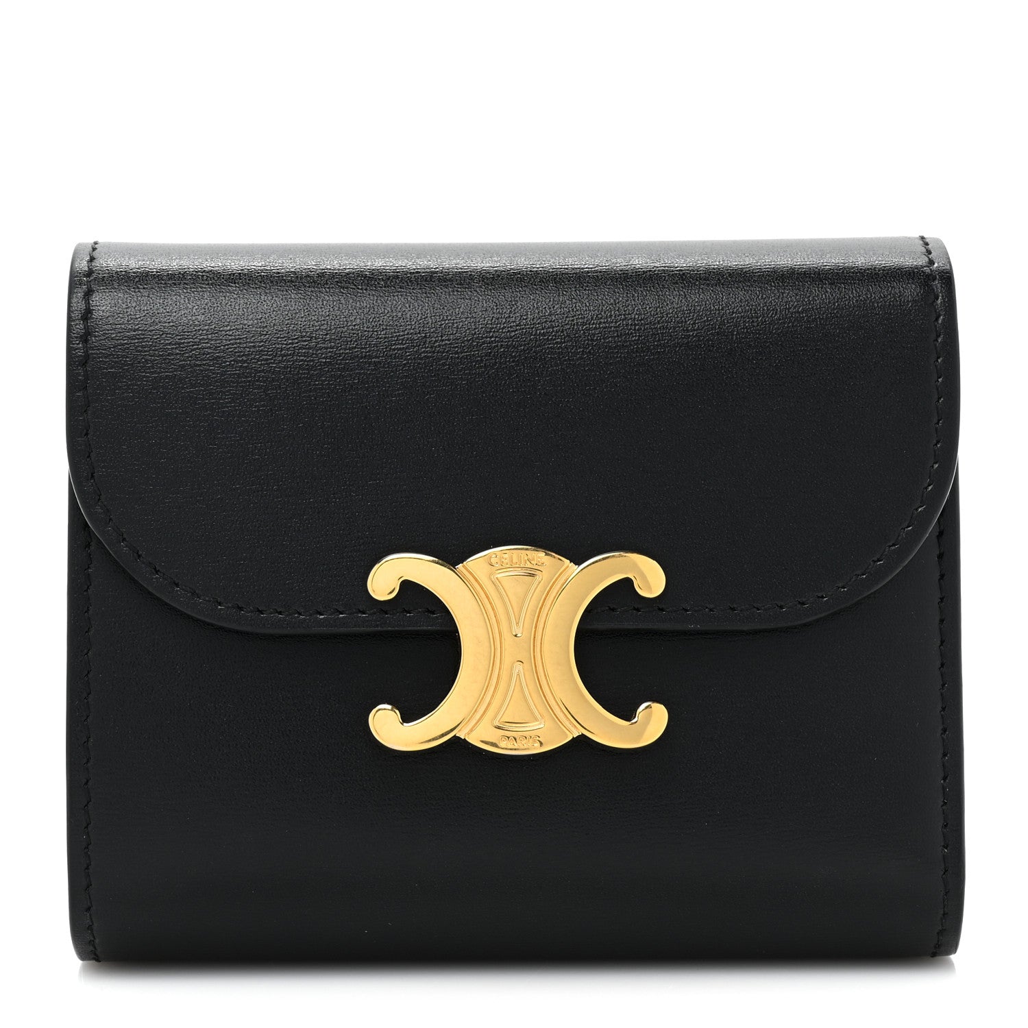 Celine Shiny Calfskin Small Triomphe Wallet Black 1 of 12