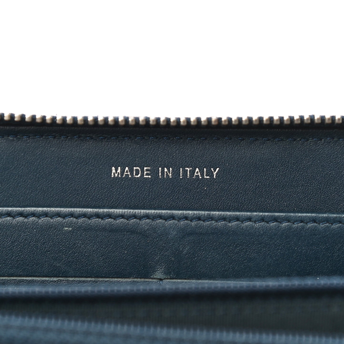 Glazed Calfskin Quilted Small Coco Boy Zip Around Wallet Blue