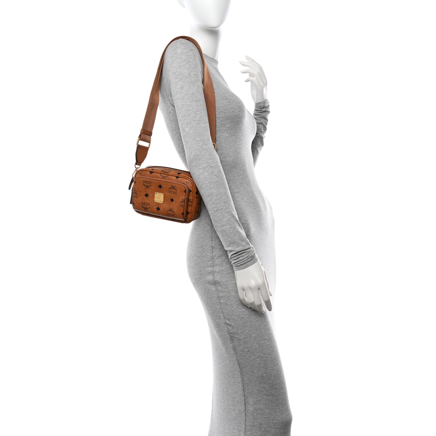 Visetos Monogram Small Aren Crossbody Cognac
