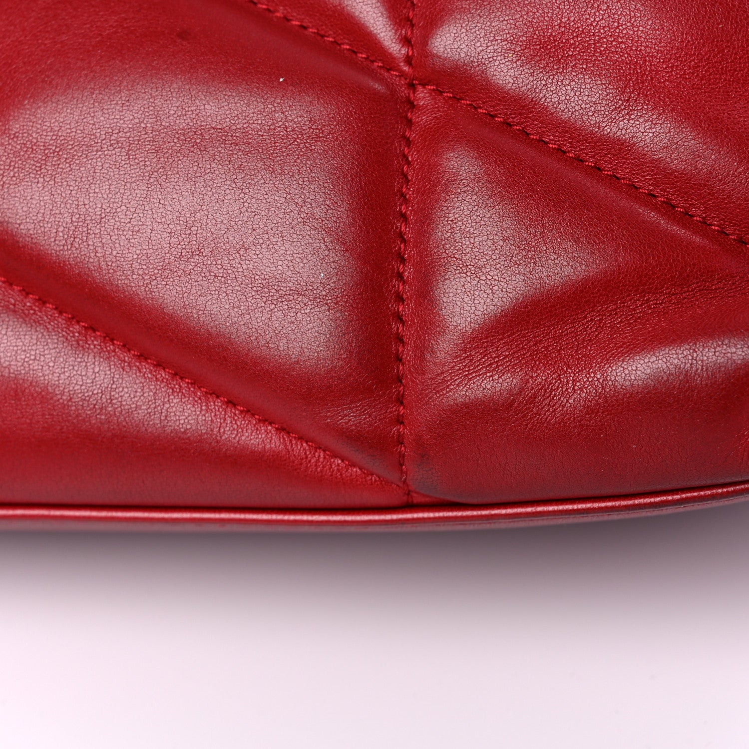 Saint Laurent Lambskin Quilted Small Loulou Puffer Monogram Chain Satchel Red 15 of 19
