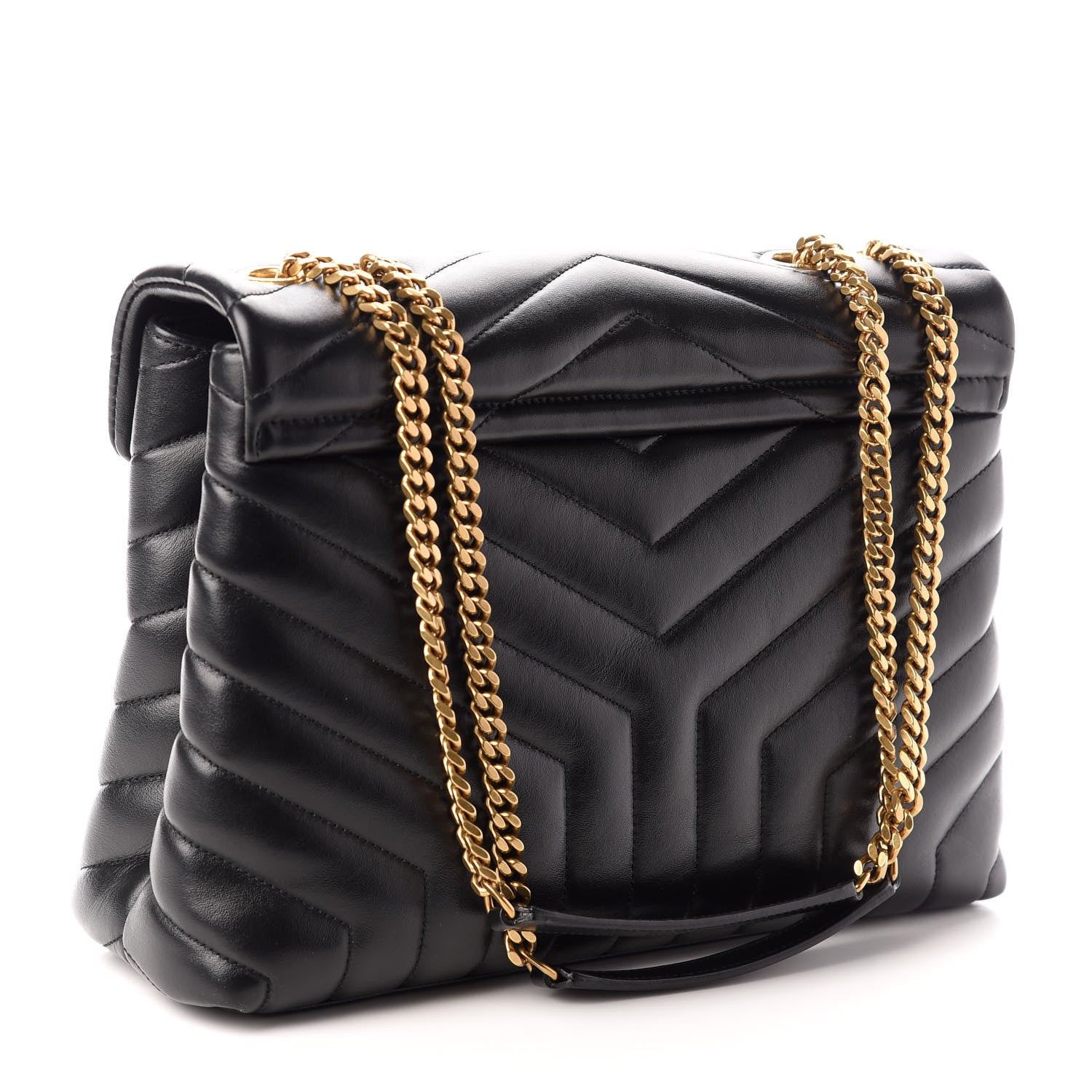 Saint Laurent Calfskin Y Quilted Monogram Medium Loulou Chain Satchel Black 3 of 9