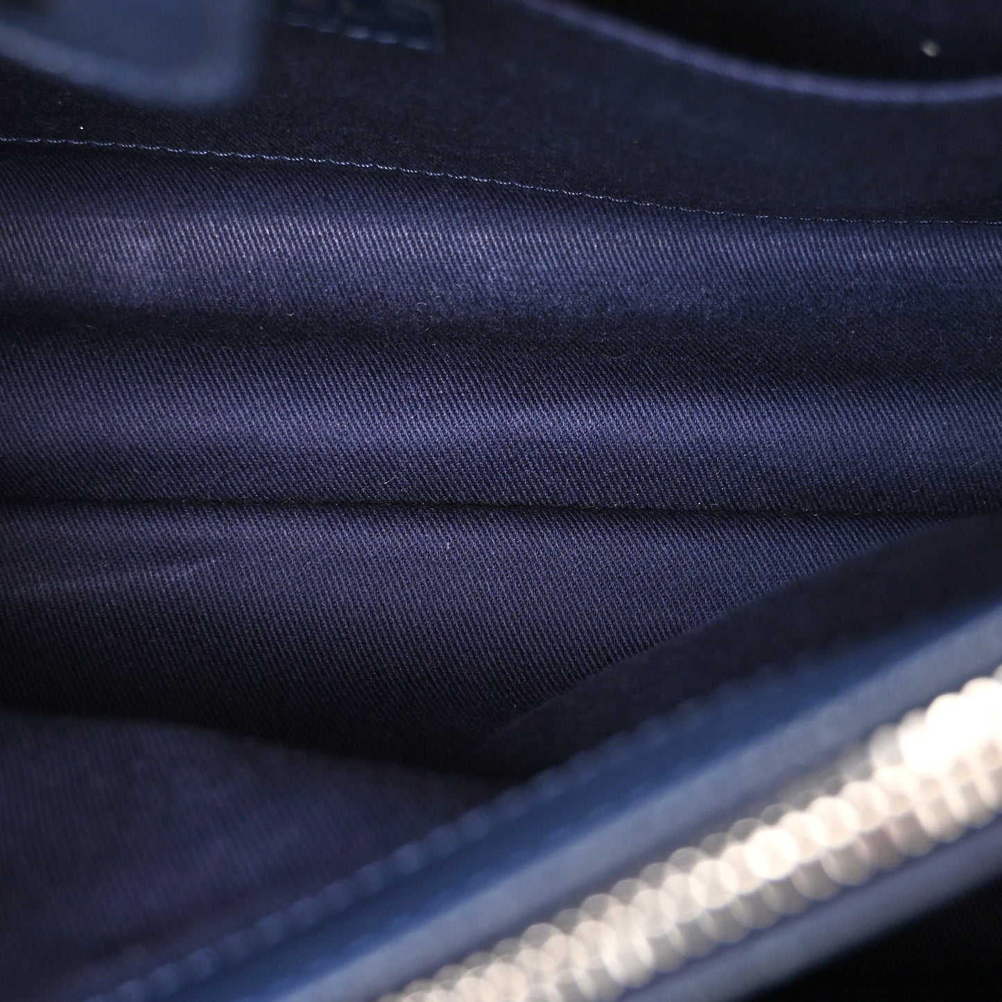Grained Calfskin Small Neo Executive Shopper Tote Navy