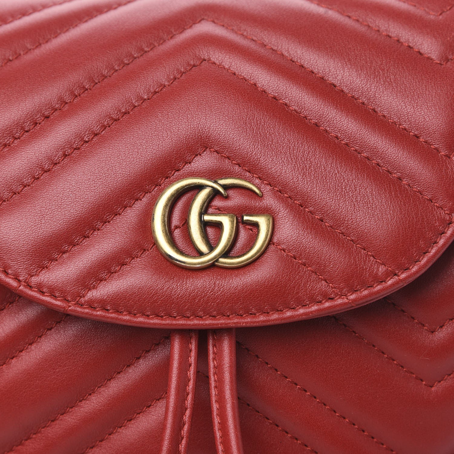 Gucci Calfskin Matelasse GG Marmont Flap Backpack Hibiscus Red 9 of 9