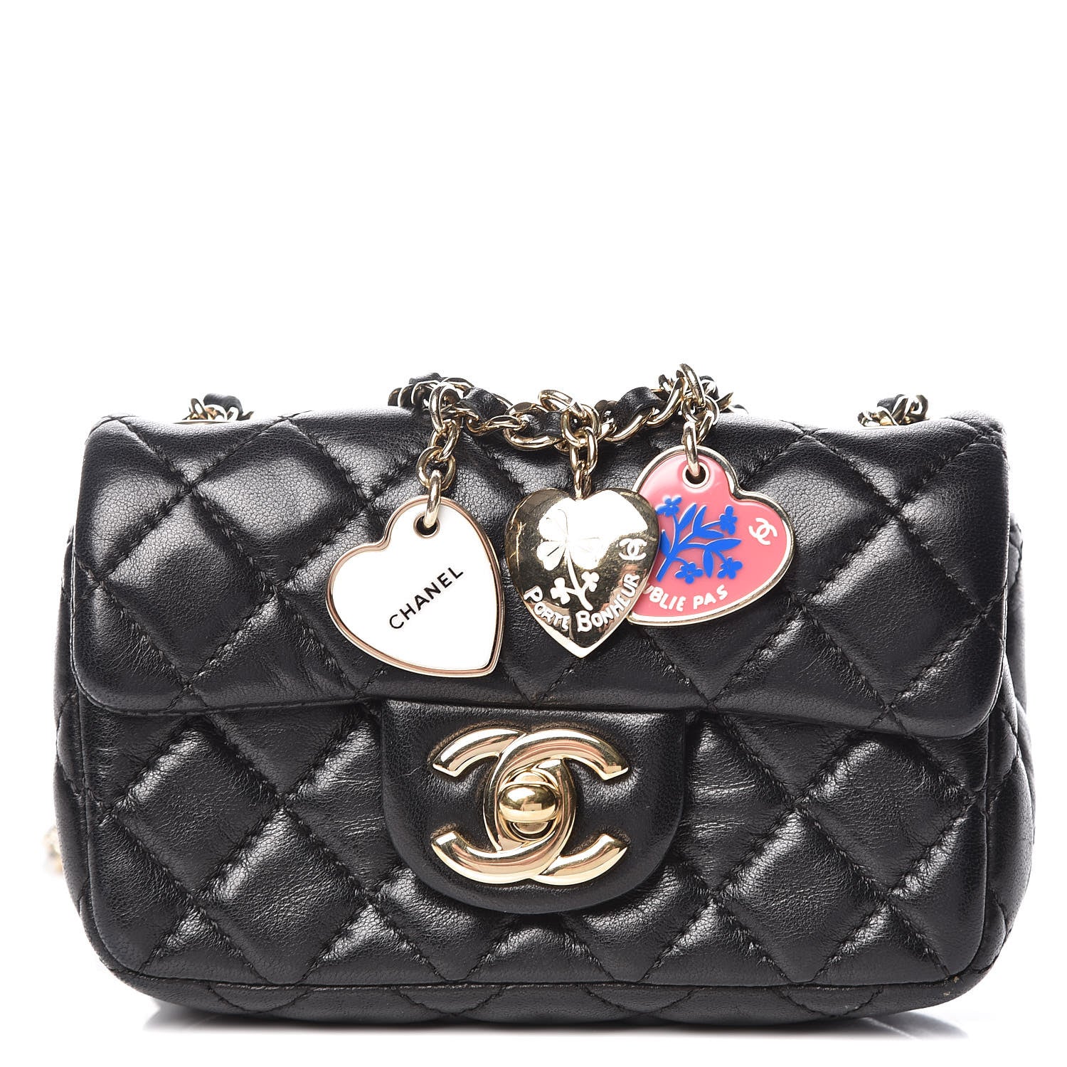 Chanel Lambskin Quilted Extra Mini Flap Heart Valentine Charms Black 1 of 10