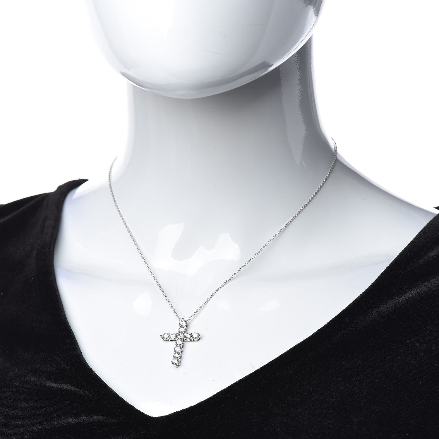 Tiffany Platinum Diamond Large Cross Pendant Necklace 2 of 6