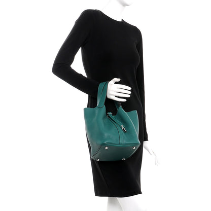 Hermes Taurillon Clemence Picotin Lock 22 MM Malachite 2 of 8