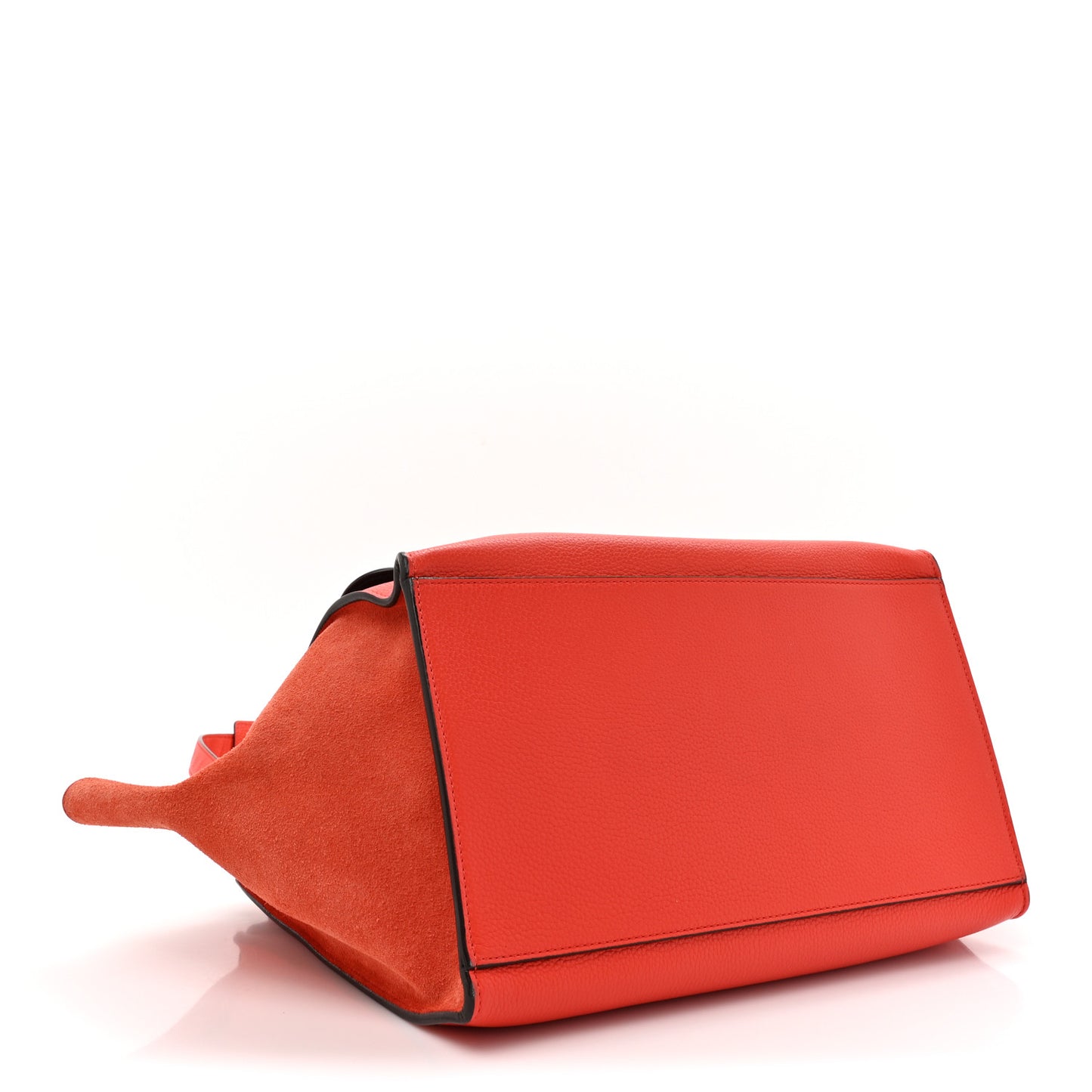 Drummed Calfskin Suede Medium Trapeze Vermillion