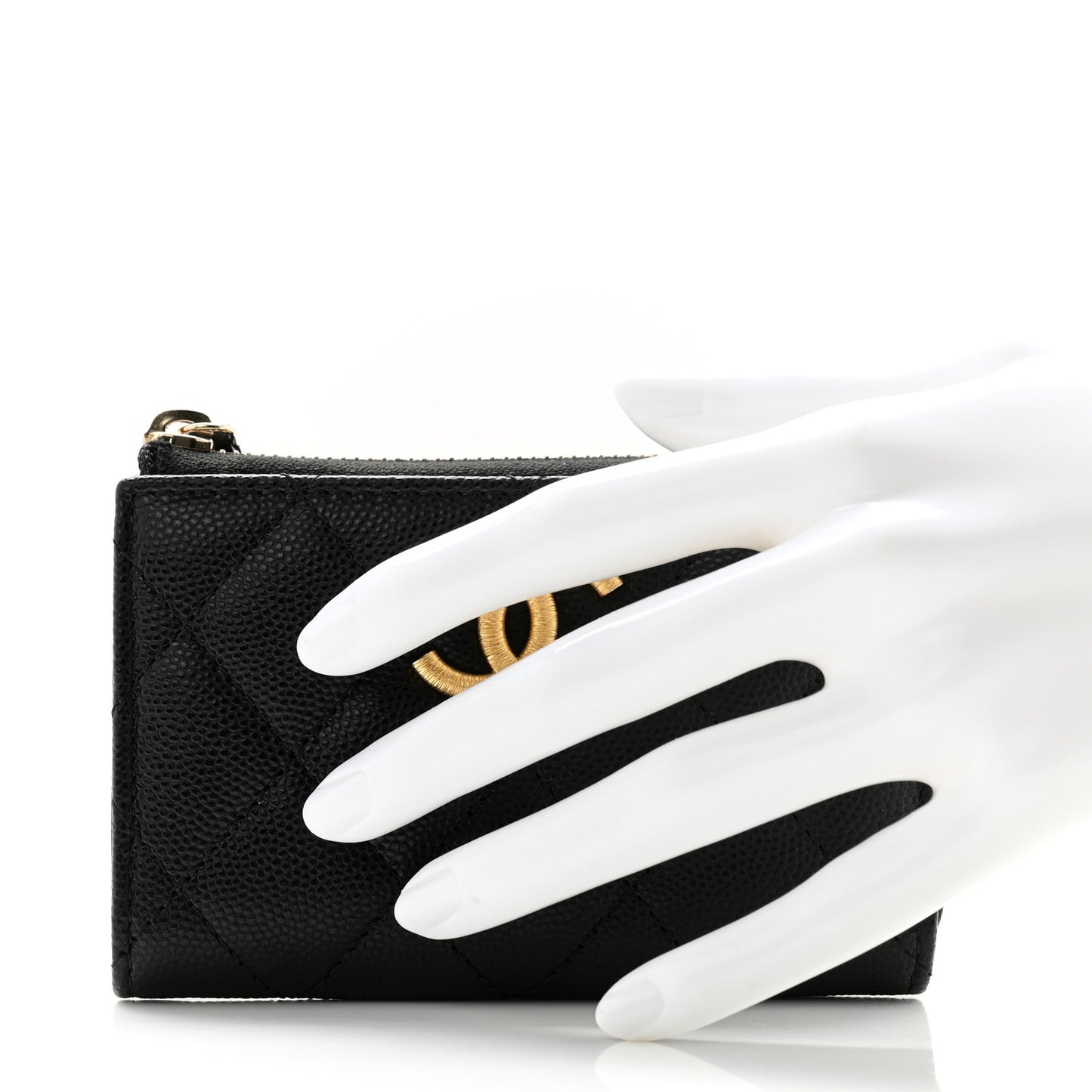 Caviar Quilted Zipped Key Holder Case Black