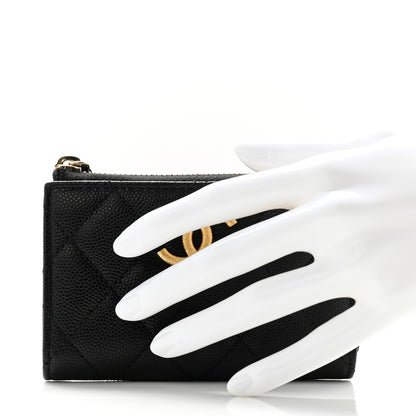 Chanel Caviar Quilted Zipped Key Holder Case Black 2 of 8